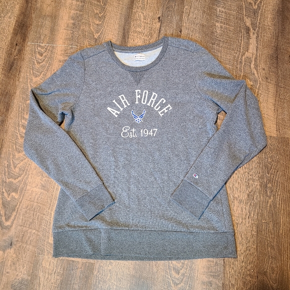 Champion Gray Heathered "Airforce" Graphic crew neck sweatshirt Size XL - Picture 3 of 7